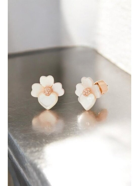 kate spade Jewelry - Kate Spade New York Precious Pansy Studs Earrings Cream Multi/Rose Gold